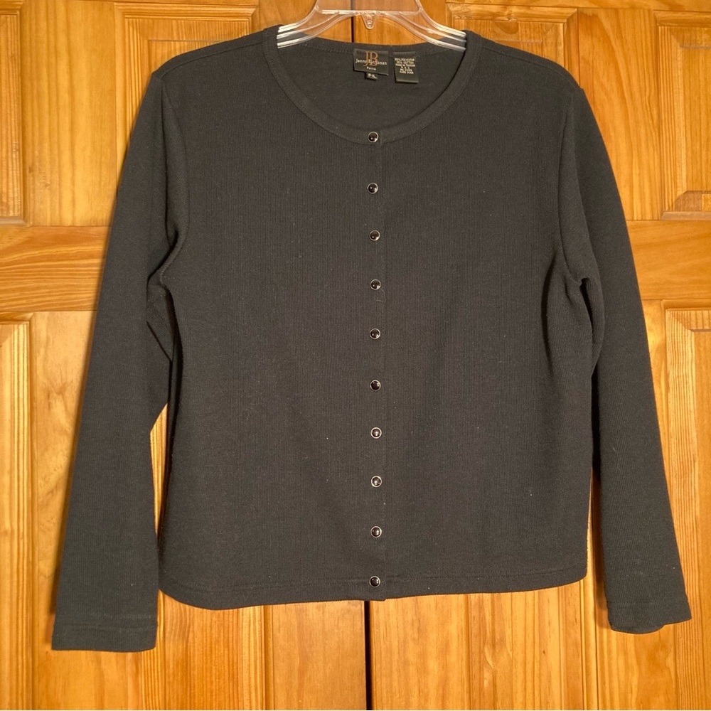 EUC Jenny Buchanan Vintage 90s Top Blouse Long Sleeve Black Women's Size LP